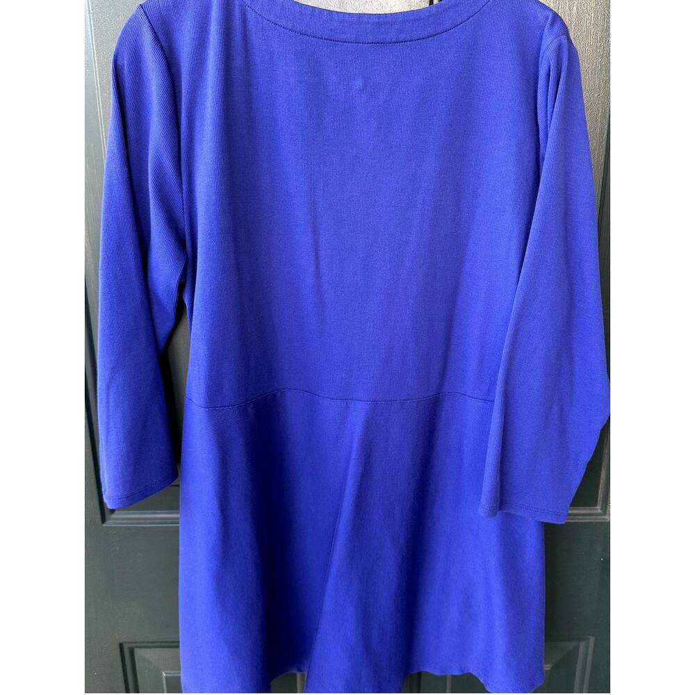 NEW Isaac Mizrahi QVC Essentials Ribbed Pima Cotton Top Sz M Catalina Blue - Picture 4 of 8